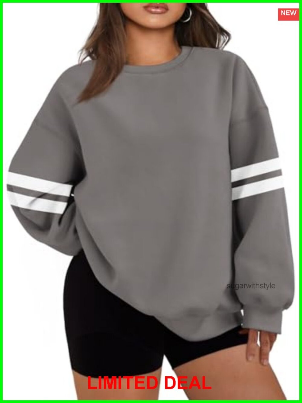 Plus Size Crewneck Striped Sweatshirt Long Sleeve Pullover Casual